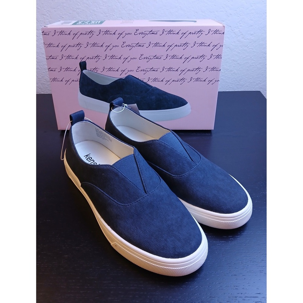 Kensie Salia Navy Blue Slip on Sneakers Women's 7 New KS251602 Canvas Flats
